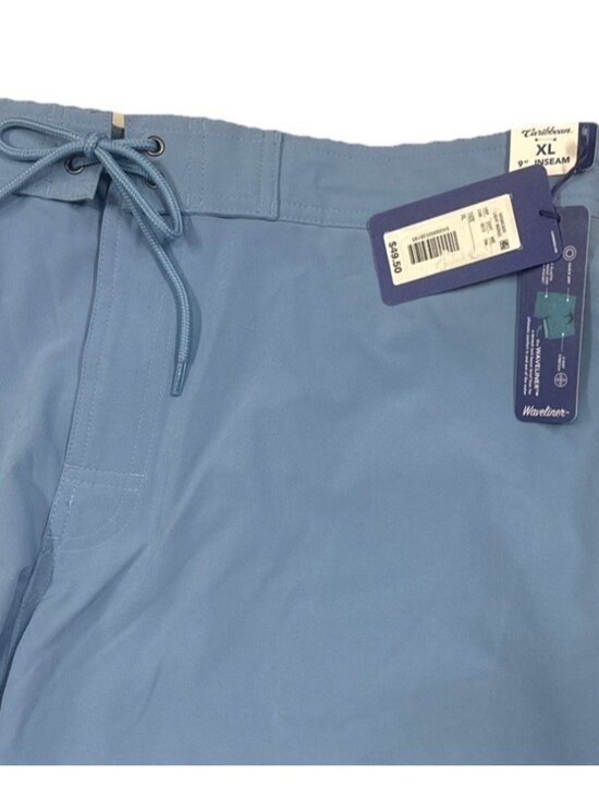 Caribbean Men's XL Cargo Swim Trunks Lined Indigo Blue Shorts 9" inseam - Picture 5 of 8